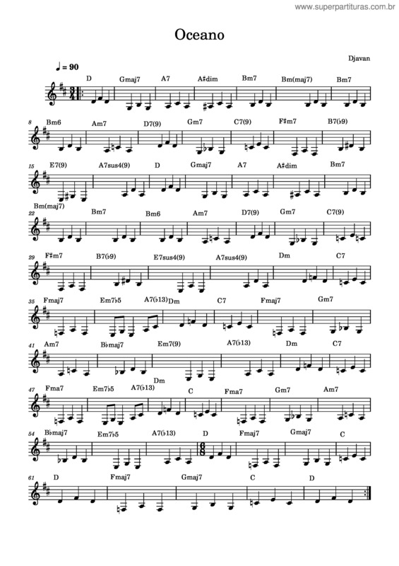 Partitura da música Oceano v.30