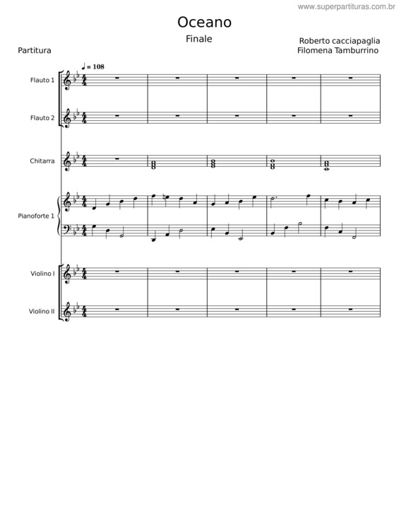 Partitura da música Oceano v.35