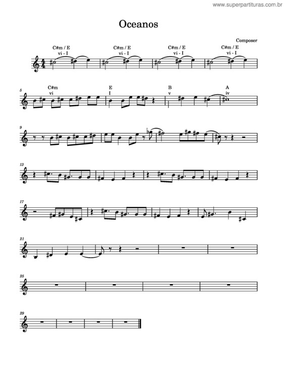 Partitura da música Oceanos v.21