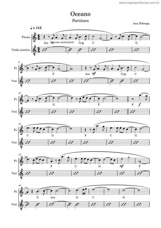 Partitura da música Oceanos v.22