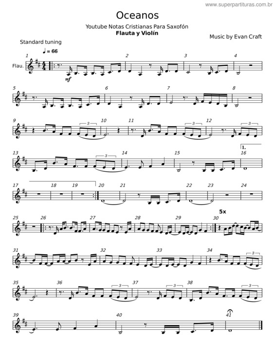 Partitura da música Océanos v.23