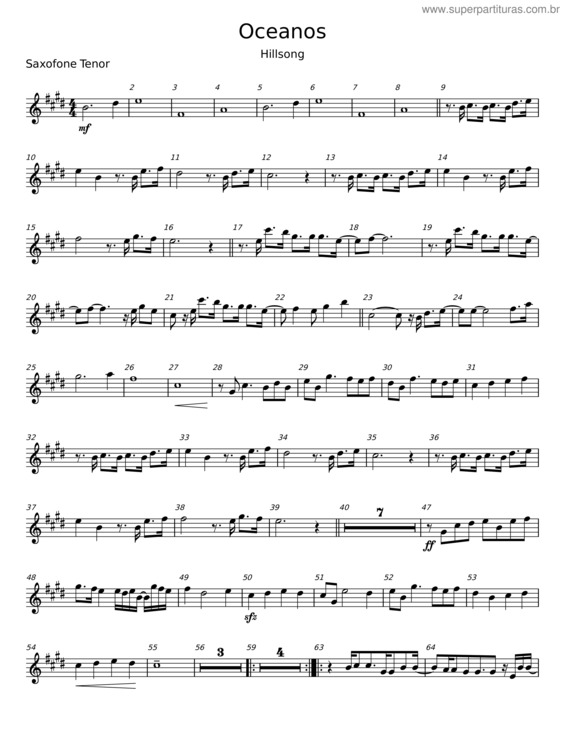 Partitura da música Oceanos v.25