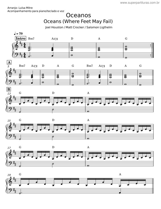 Partitura da música Oceanos v.26