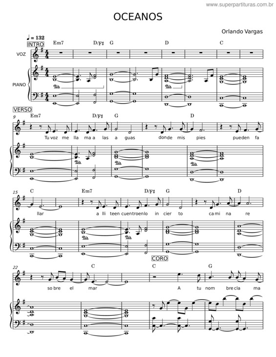 Partitura da música Oceanos v.27