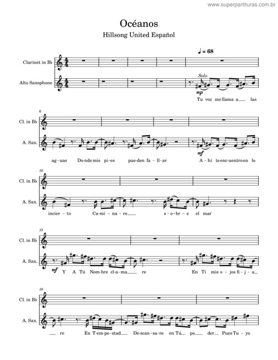 Partitura da música Oceans v.2