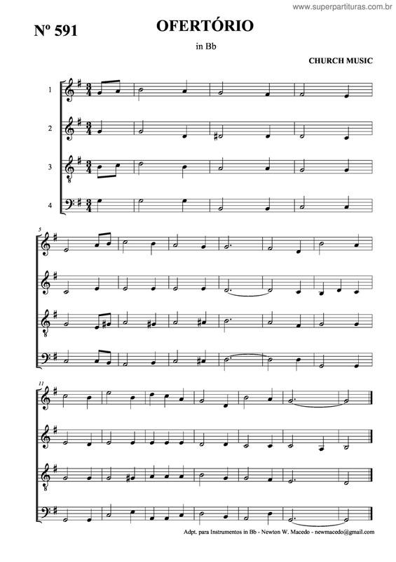 Partitura da música Ofertório