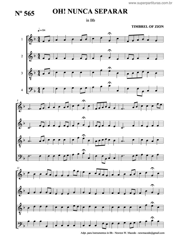 Partitura da música Oh! Nunca Separar