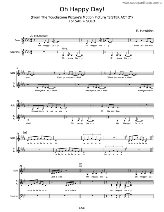 Partitura da música Oh Happy Day v.22