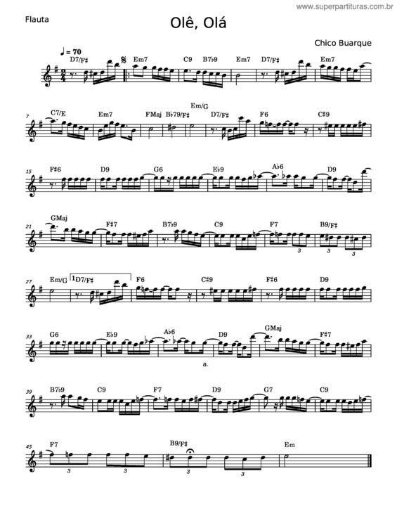 Partitura da música Olê, Olá