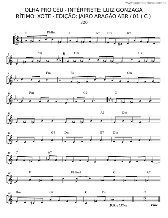 Partitura da música Olha Pro Céu v.12