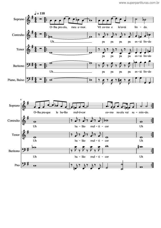 Partitura da música Olha Pro Céu v.7