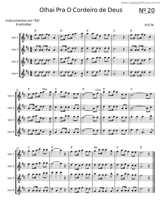 Partitura da música Olhai Pra O Cordeiro De Deus v.2