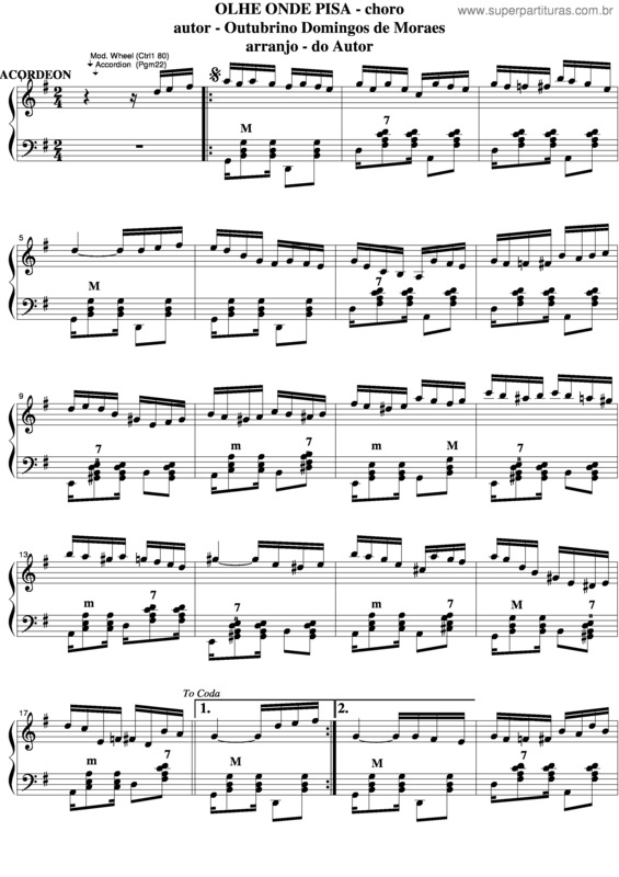 Partitura da música Olhe Onde Pisa v.3