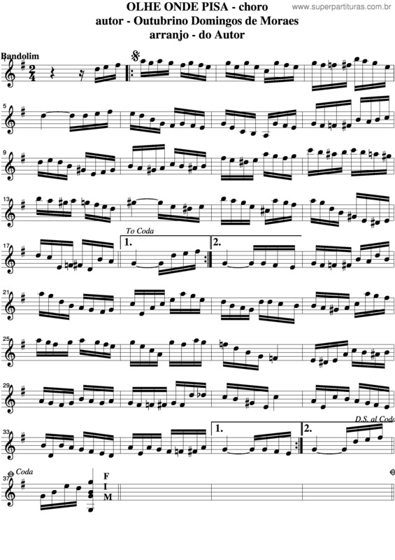 Partitura da música Olhe Onde Pisa v.4