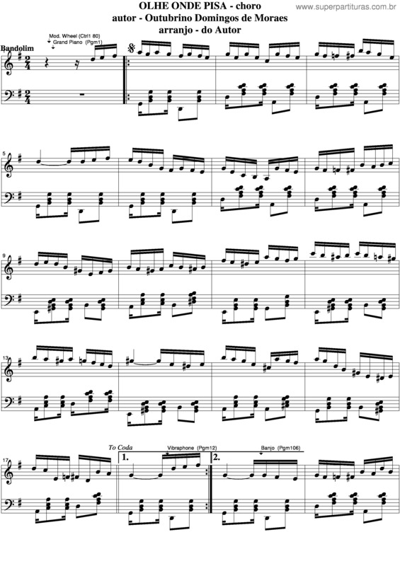 Partitura da música Olhe Onde Pisa v.5