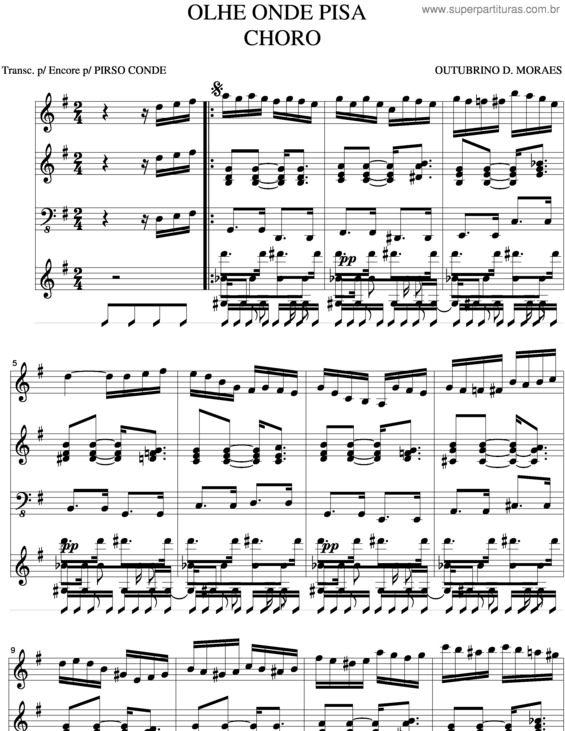 Partitura da música Olhe Onde Pisa