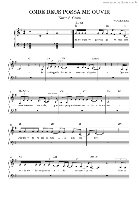 Partitura da música Onde Deus Possa Me Ouvir