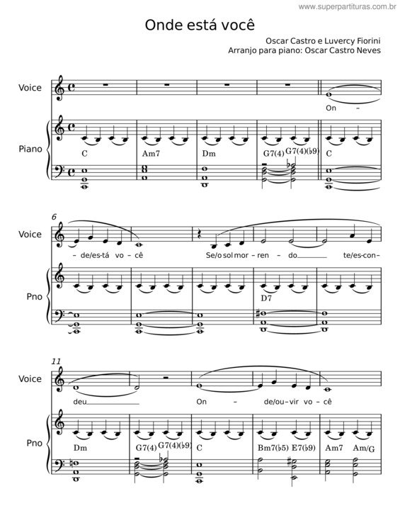 Partitura da música Onde Está Você v.2