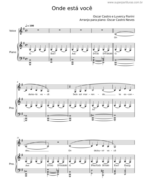 Partitura da música Onde Está Você v.3