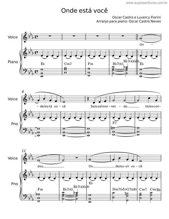 Partitura da música Onde Está Você