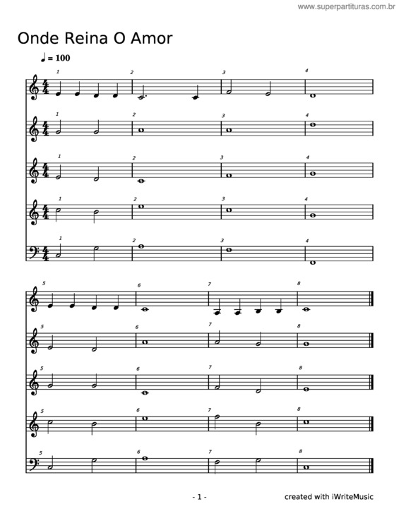 Partitura da música Onde Reina O Amor v.2