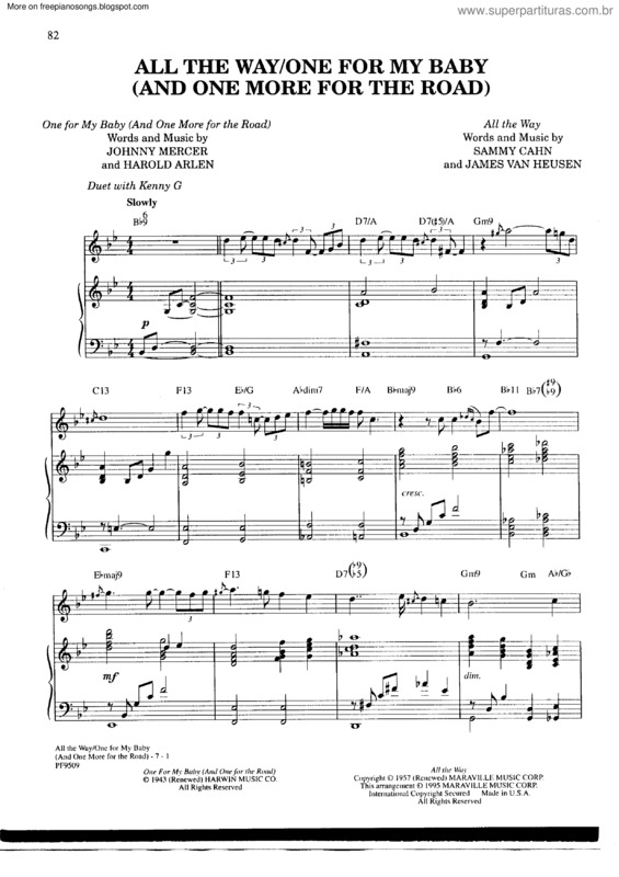 Partitura da música One For My Baby v.3