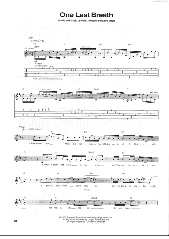 Partitura da música One Last Breath