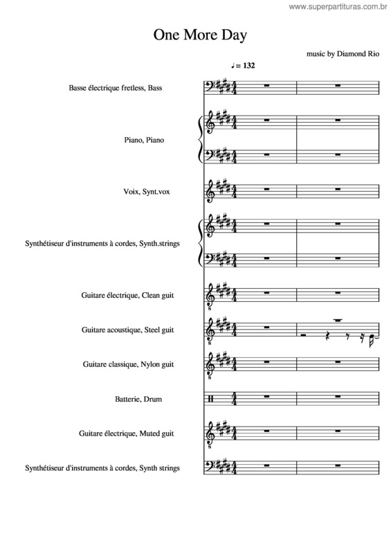 Partitura da música One More Day