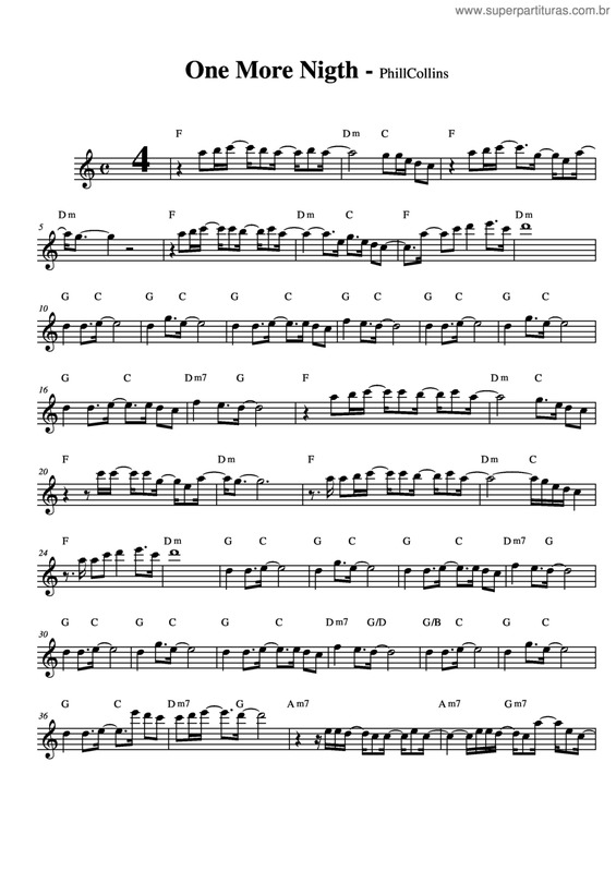 Partitura da música One More Nigth v.2