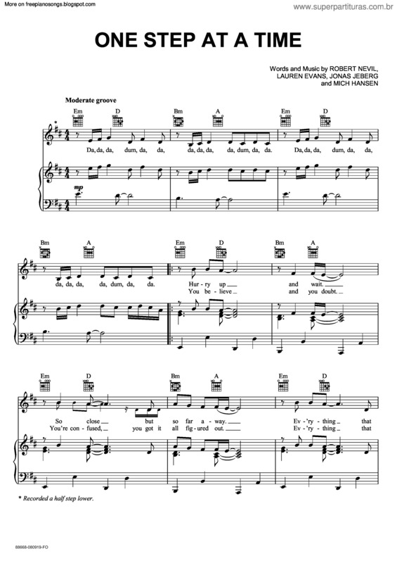 Partitura da música One Step At A Time