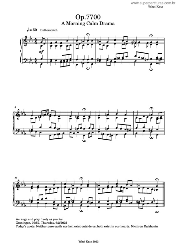 Partitura da música Op.7700 A Morning Calm Drama