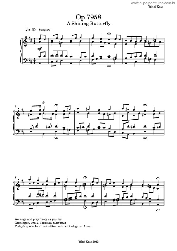 Partitura da música Op.7958 A Shining Butterfly