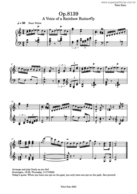 Partitura da música Op.8139 A Voice Of A Rainbow Butterfly