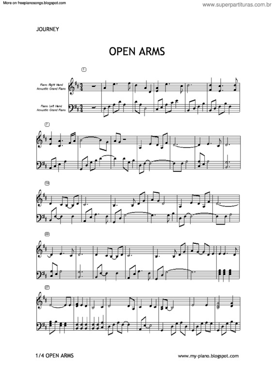 Partitura da música Open Arms v.4