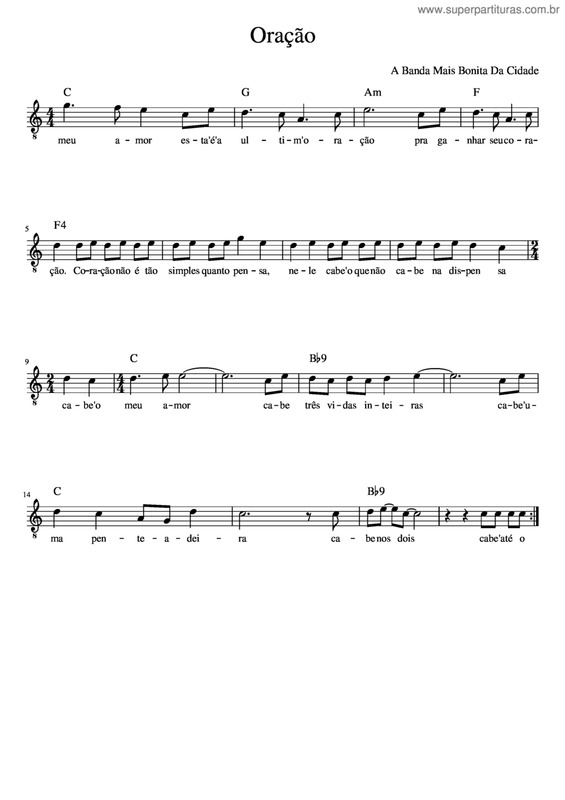 Partitura da música Oração v.9