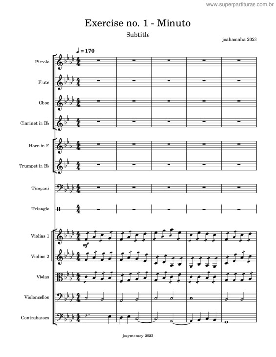 Partitura da música Orchestration Exercise No. 1, Minuto