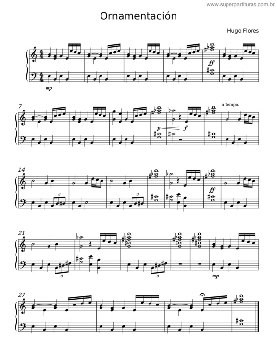 Partitura da música Ornamentación