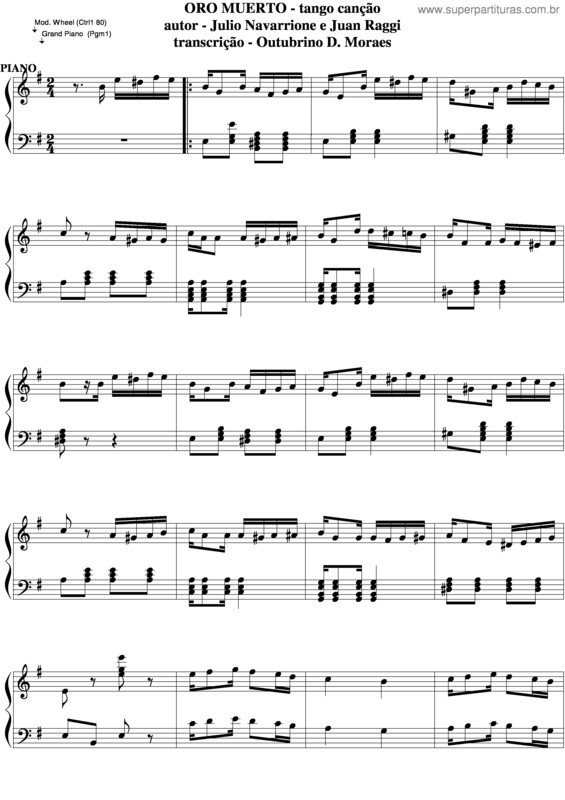 Partitura da música Oro Muerto