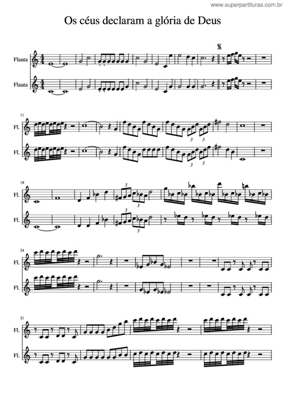 Partitura da música Os Céus Declaram A Glória De Deus