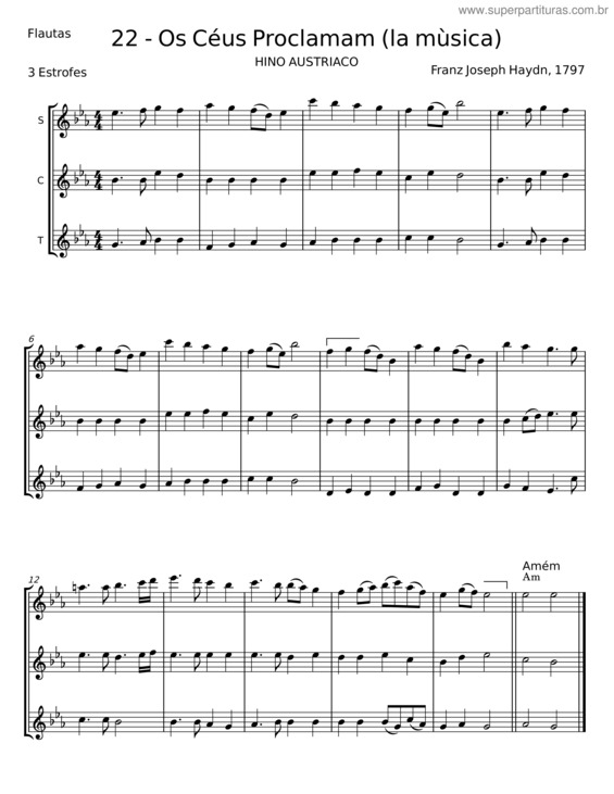 Partitura da música Os Céus Proclamam