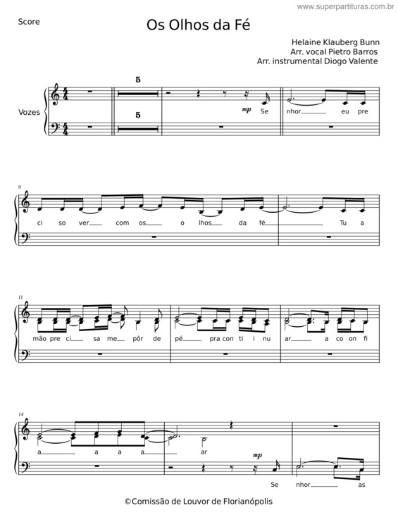 Partitura da música Os Olhos Da Fé v.5