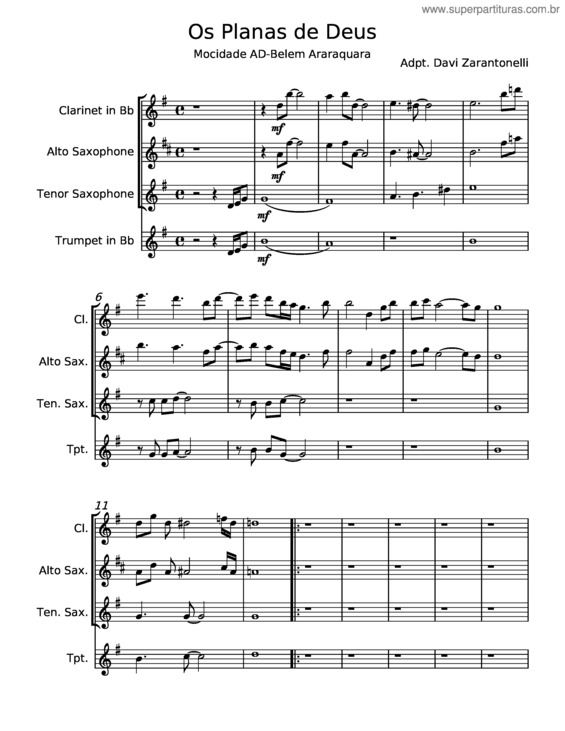 Partitura da música Os Planos De Deus v.3