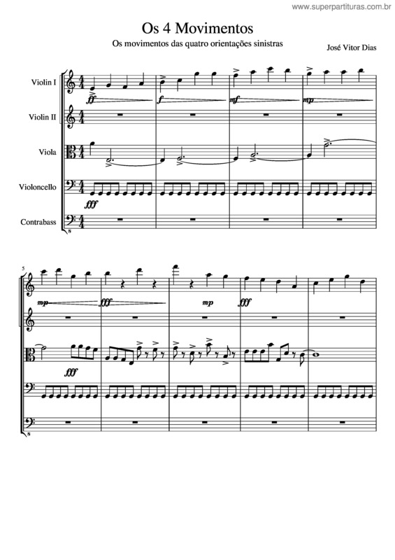 Partitura da música Os Quatro Movimentos