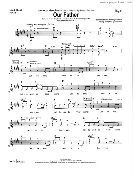 Partitura da música Our Father v.2