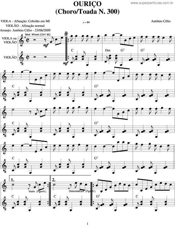 Partitura da música Ouriço