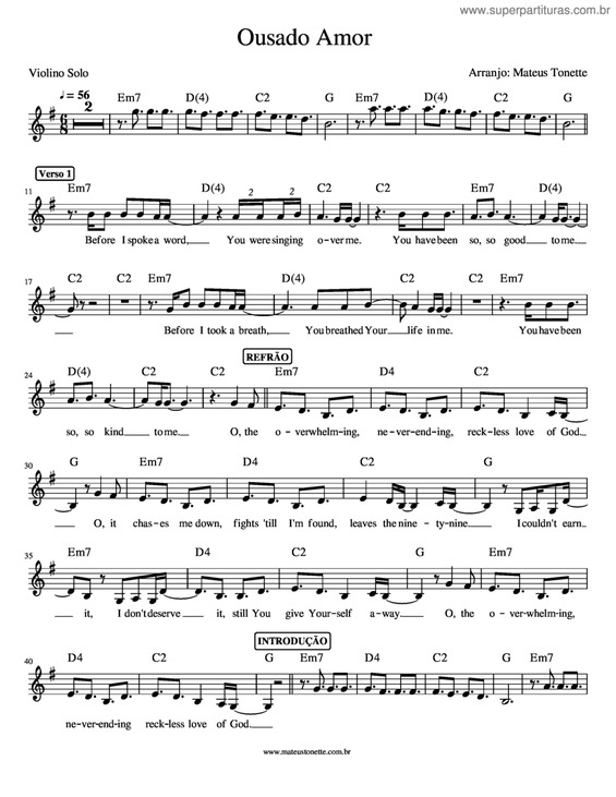 Partitura da música Ousado Amor v.12