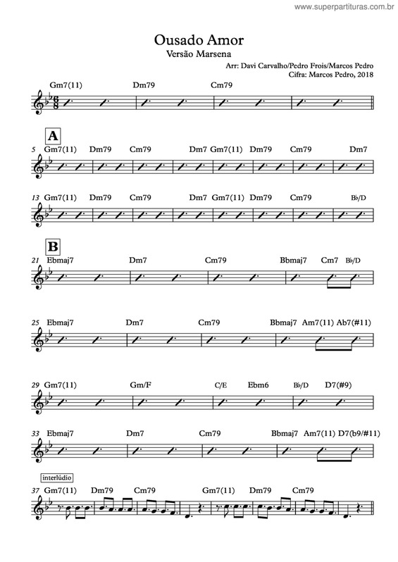 Partitura da música Ousado Amor v.3