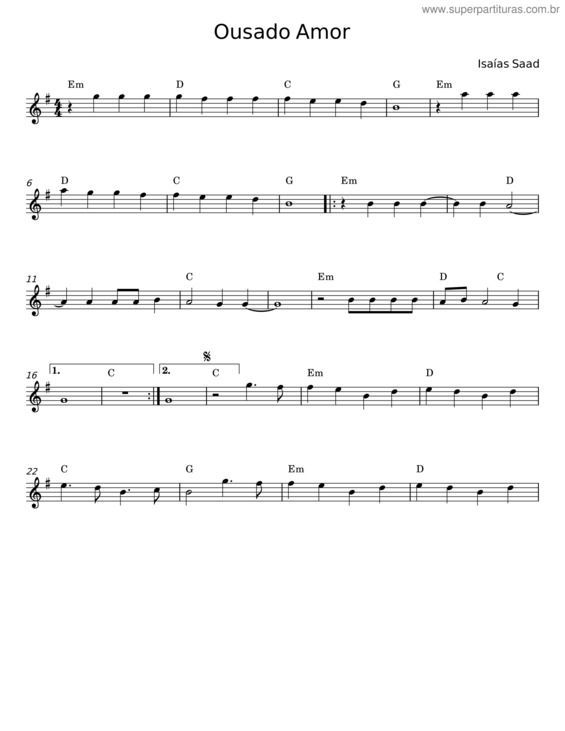 Partitura da música Ousado Amor v.32