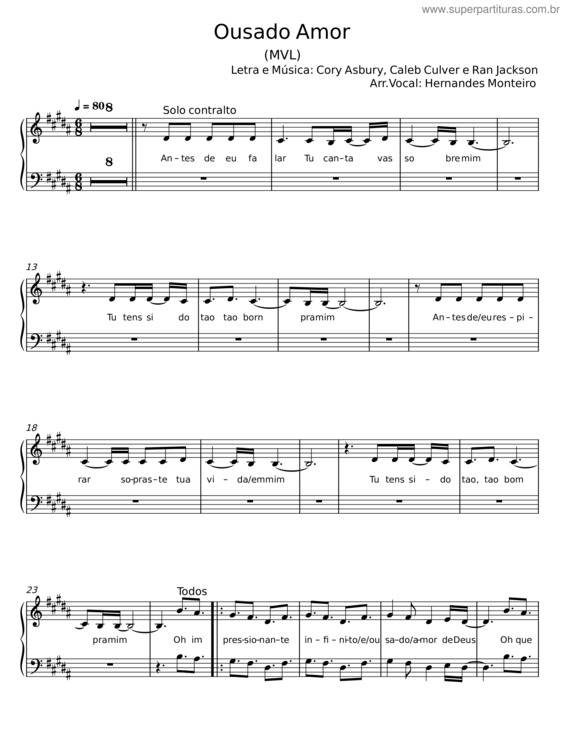 Partitura da música Ousado Amor v.35