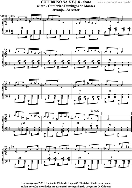 Partitura da música Outubrino Na Z.Y.J.8 v.2